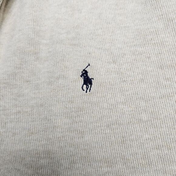 Polo Ralph Lauren Ribbed Pullover Ivory 1/4 Zip 100% Cotton Sweater Mens Large - Picture 4 of 10